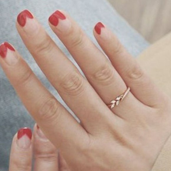 New Rose Gold Dainty Marquise Leaf & Branch Ring - Picture 2 of 3